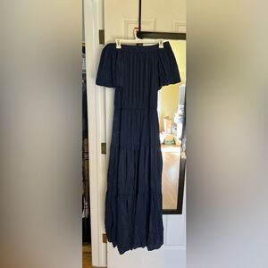 Navy off shoulder maxi dress